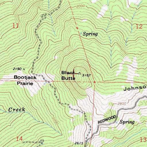 Topographic Map of Black Butte, CA