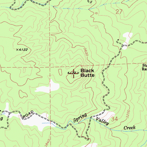 Topographic Map of Black Butte, CA