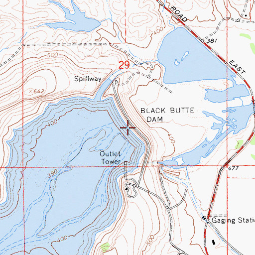 Topographic Map of Black Butte Dam, CA