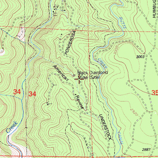 Topographic Map of Black Diamond Mine, CA