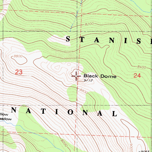 Topographic Map of Black Dome, CA