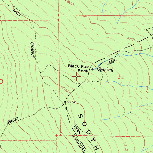 Topographic Map of Black Fox Rock, CA