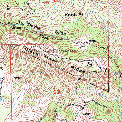 Topographic Map of Black Hawk Ridge, CA
