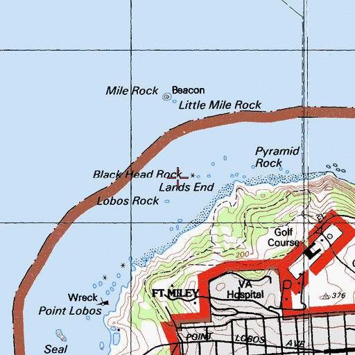 Topographic Map of Black Head Rock, CA