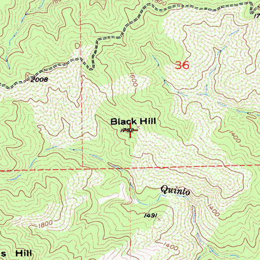Topographic Map of Black Hill, CA