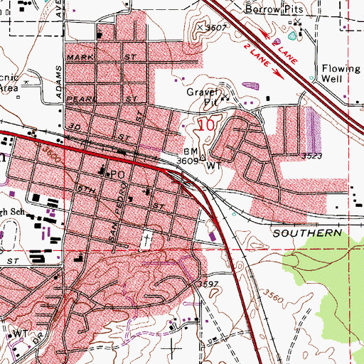 Topographic Map of Benson Interchange, AZ