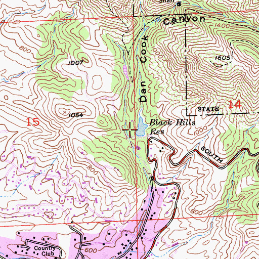 Topographic Map of Black Hills Reservoir, CA