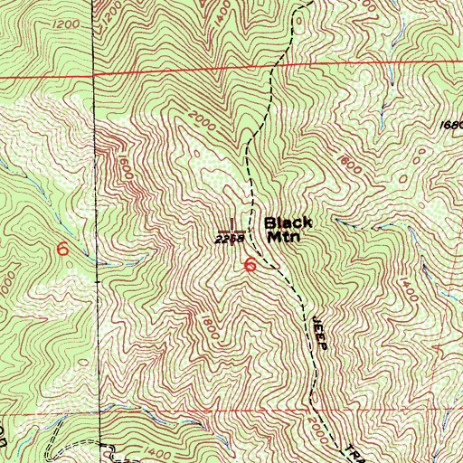 Topographic Map of Black Mountain, CA