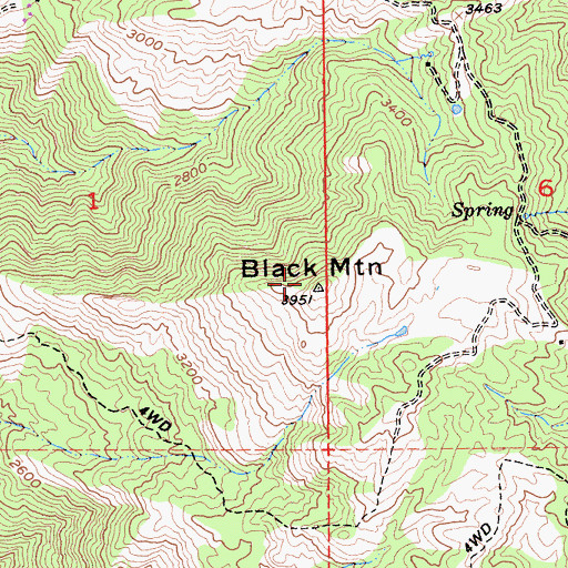 Topographic Map of Black Mountain, CA