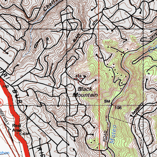 Topographic Map of Black Mountain, CA