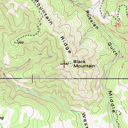 Topographic Map of Black Mountain, CA