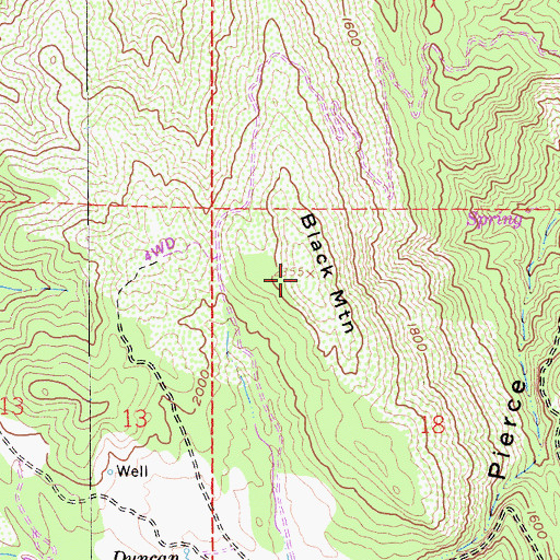 Topographic Map of Black Mountain, CA