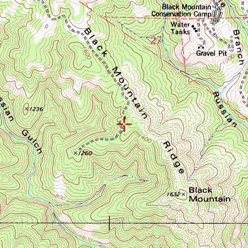 Topographic Map of Black Mountain Ridge, CA