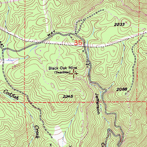 Topographic Map of Black Oak Mine, CA