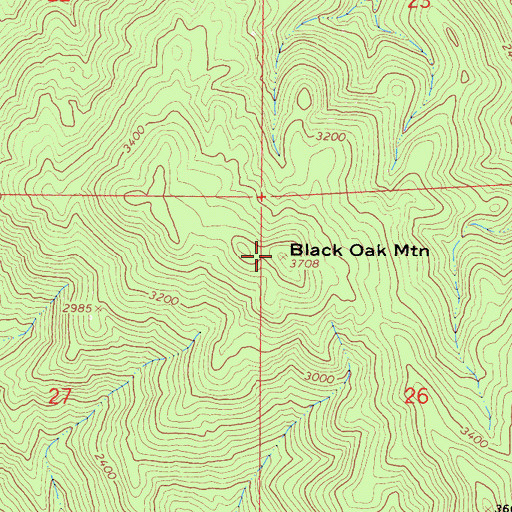 Topographic Map of Black Oak Mountain, CA