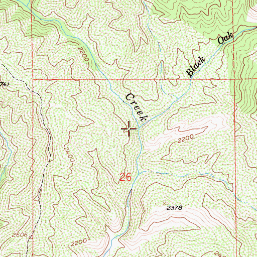 Topographic Map of Black Oak Springs Creek, CA