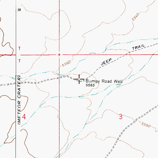 Topographic Map of Bumpy Road Well, AZ
