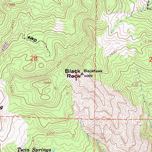 Topographic Map of Black Rock, CA