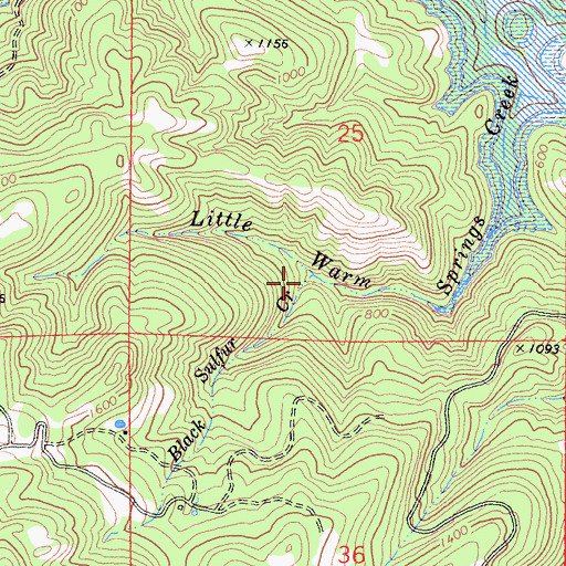 Topographic Map of Black Sulfur Creek, CA