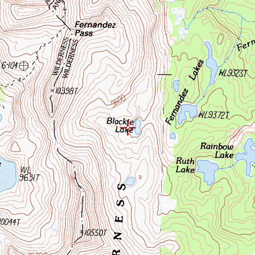 Topographic Map of Blackie Lake, CA