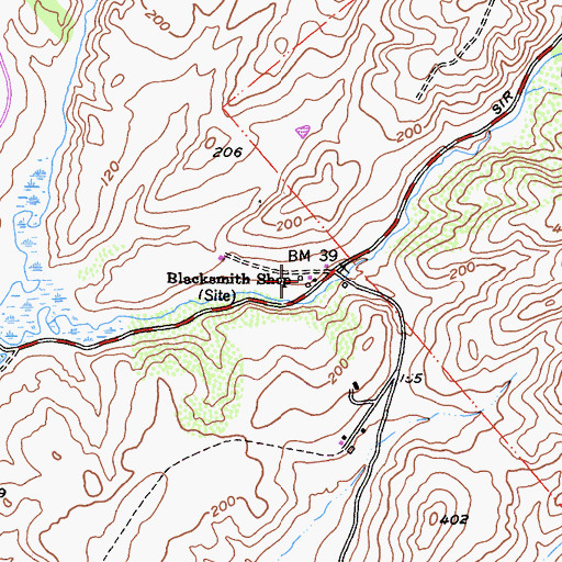Topographic Map of Blacksmith Shop, CA