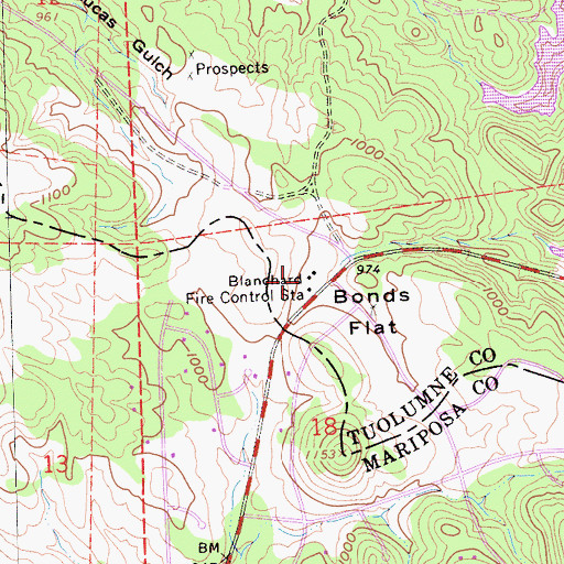 Topographic Map of Blanchard Fire Control Station, CA