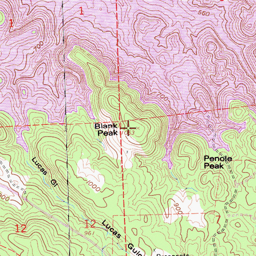Topographic Map of Blank Peak, CA