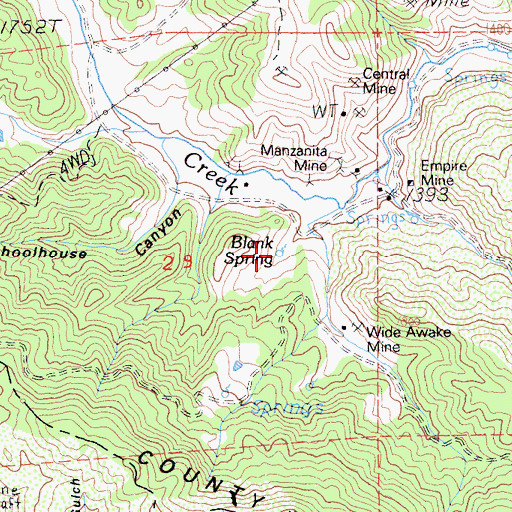 Topographic Map of Blank Spring, CA