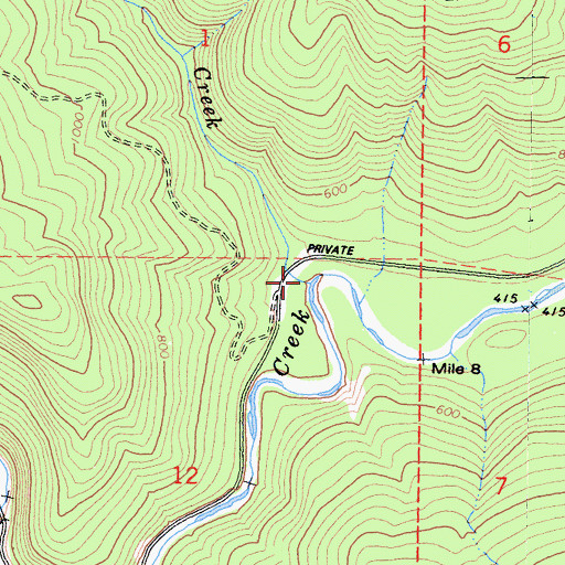 Topographic Map of Blanton Creek, CA
