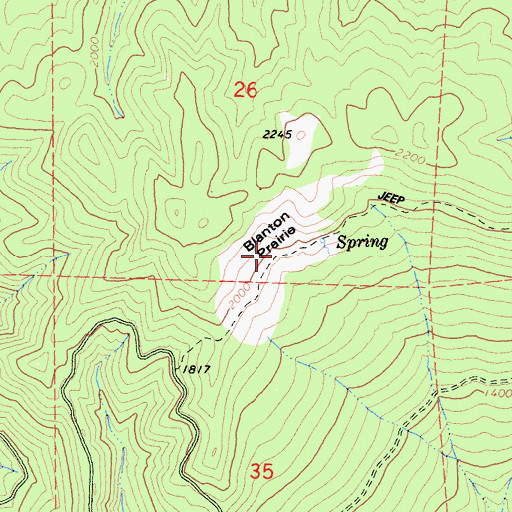 Topographic Map of Blanton Prairie, CA