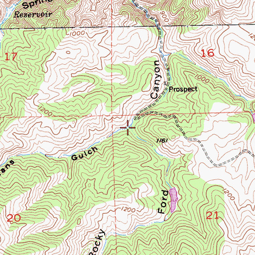 Topographic Map of Blind Mans Gulch, CA
