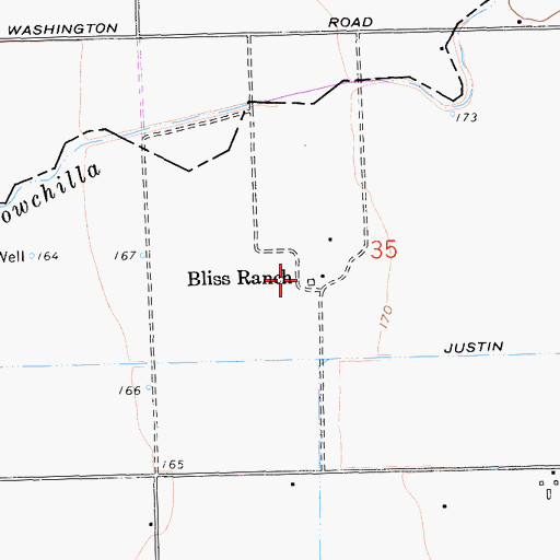 Topographic Map of Bliss Ranch, CA