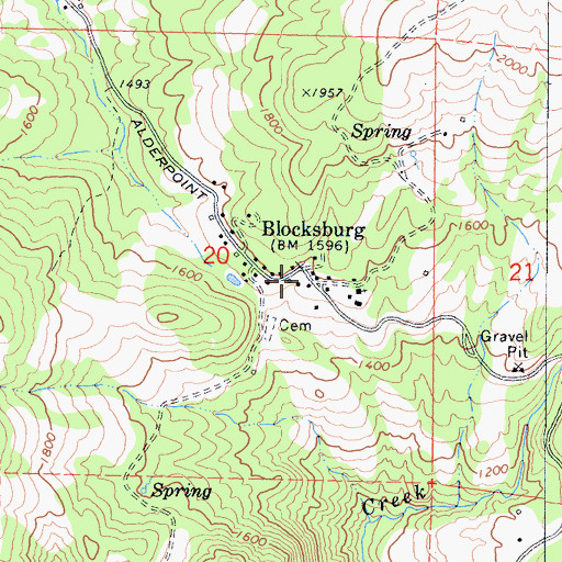Topographic Map of Blocksburg, CA