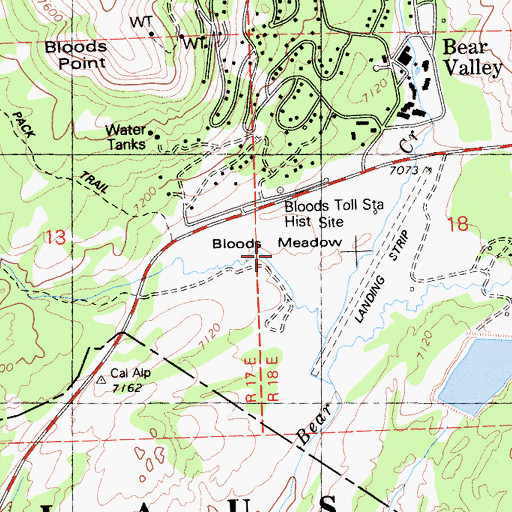 Topographic Map of Bloods Meadow, CA