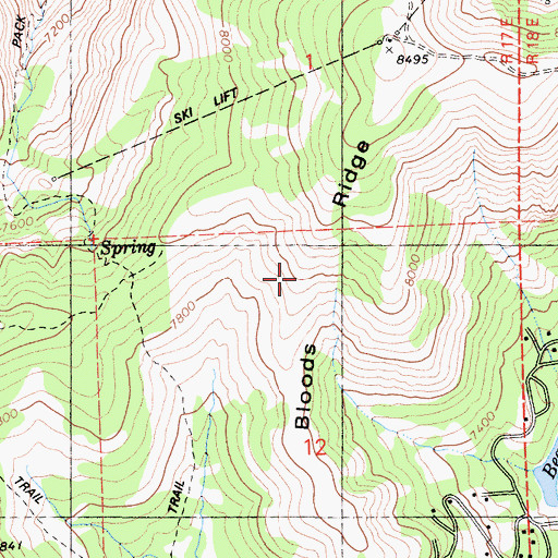 Topographic Map of Bloods Ridge, CA