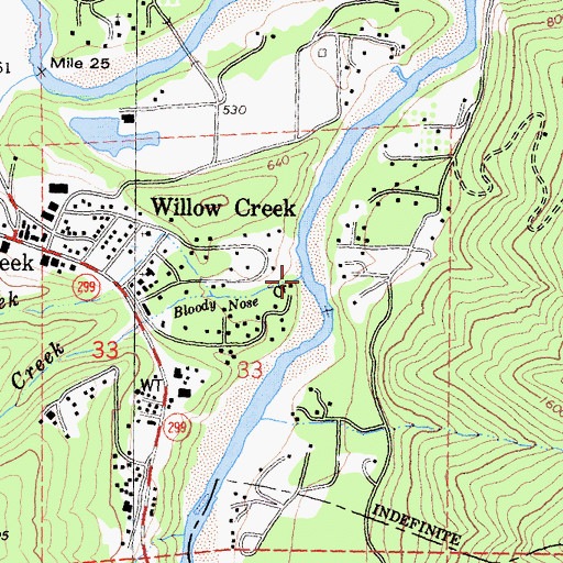 Topographic Map of Bloody Nose Creek, CA