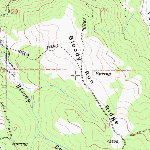 Topographic Map of Bloody Run Ridge, CA