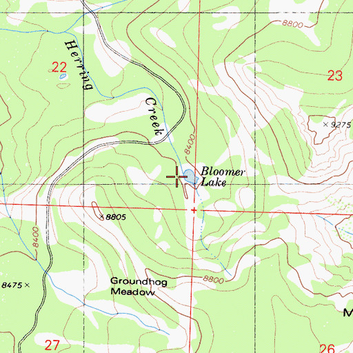 Topographic Map of Bloomer Lake, CA