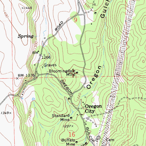 Topographic Map of Bloomingdale Mine, CA