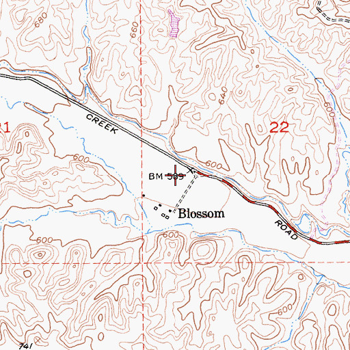 Topographic Map of Blossom, CA