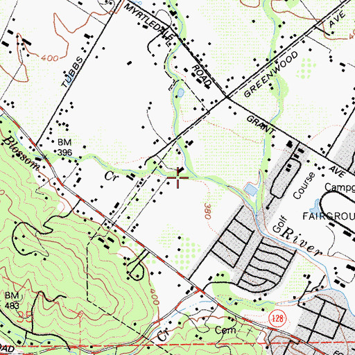 Topographic Map of Blossom Creek, CA