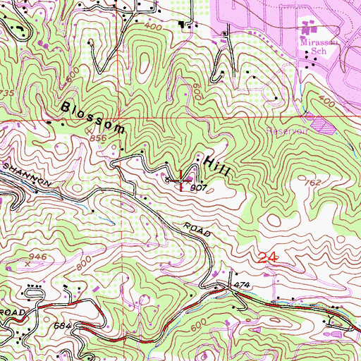 Topographic Map of Blossom Hill, CA