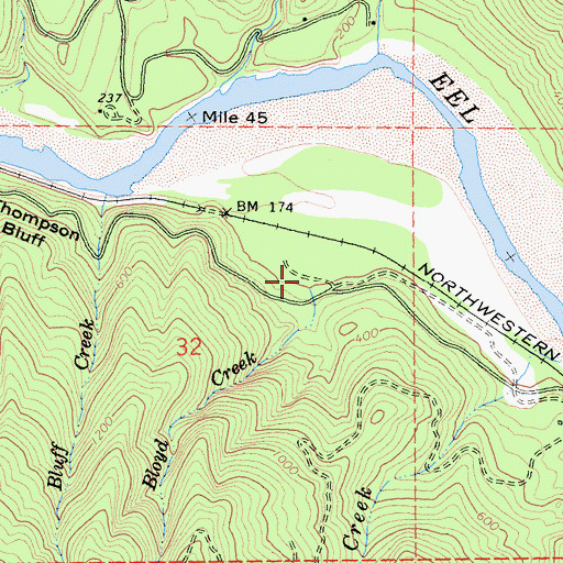 Topographic Map of Bloyd Creek, CA