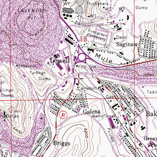 Topographic Map of Bisbee Railroad Station, AZ