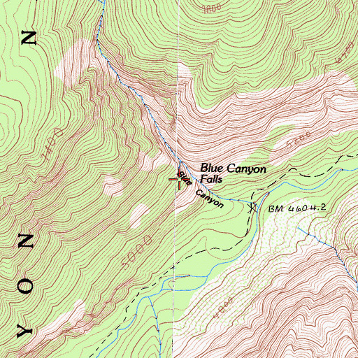 Topographic Map of Blue Canyon Falls, CA