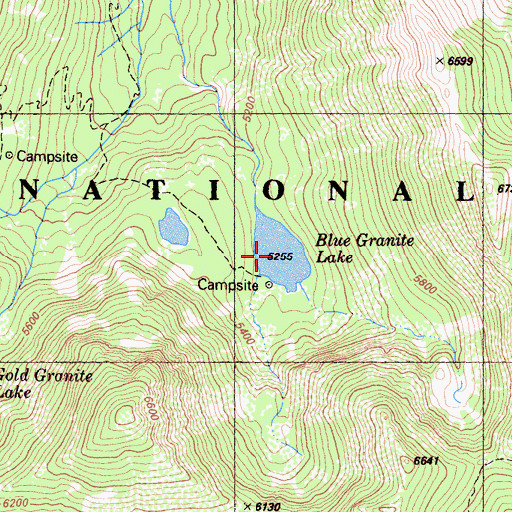 Topographic Map of Blue Granite Lake, CA