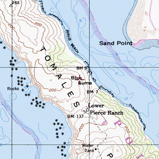 Topographic Map of Blue Gums, CA
