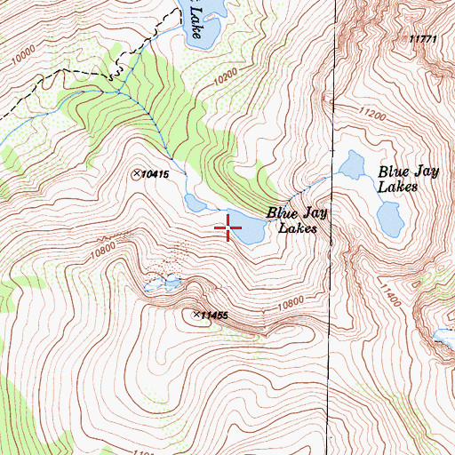 Topographic Map of Blue Jay Lakes, CA