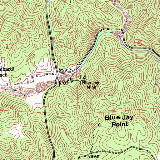 Topographic Map of Blue Jay Mine, CA