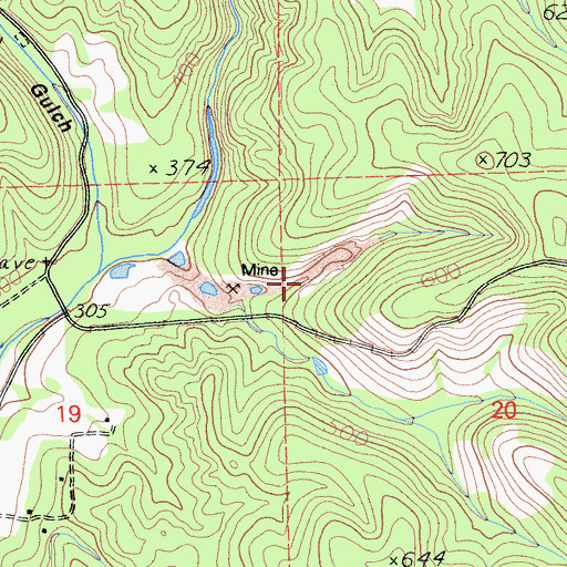 Topographic Map of Blue Lead Mine, CA